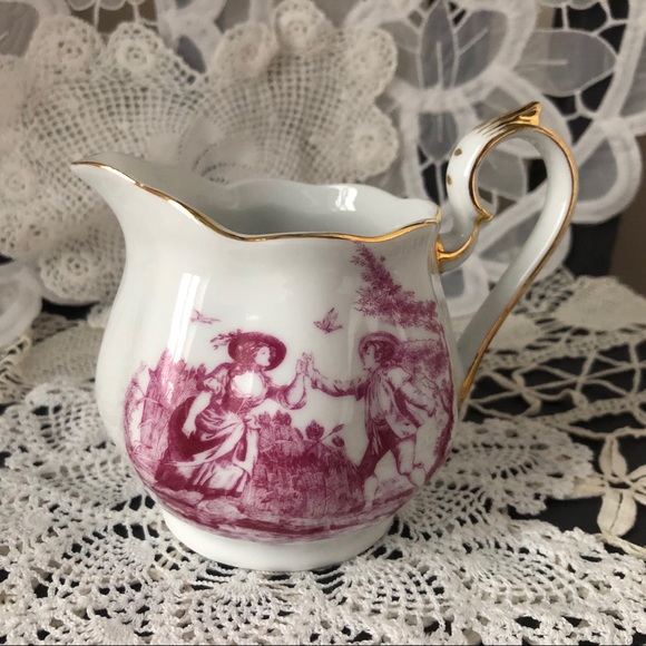 Fielder Keepsakes Pink Toile Creamer and Sugar - Picture 9 of 14